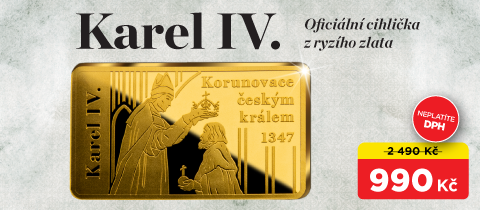 Karel IV. oficiální cihlička z ryzího zlata