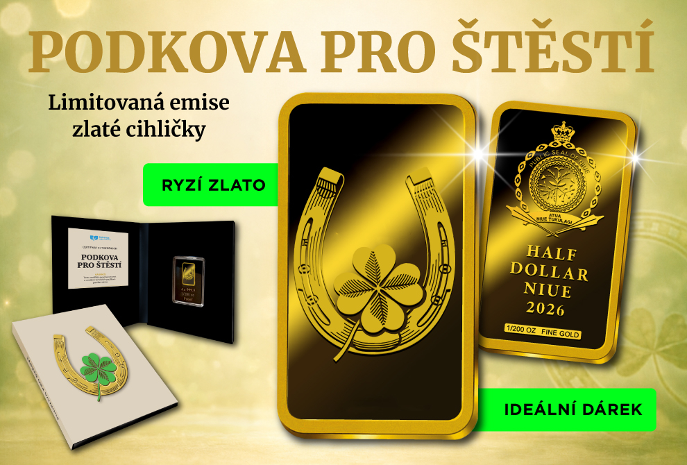 CA0184 CSIN, NIUE 2026 HALF DOLLAR PODKOVA PRO ŠTĚSTÍ 1/200 oz AU 999,9/1000 Proof-like