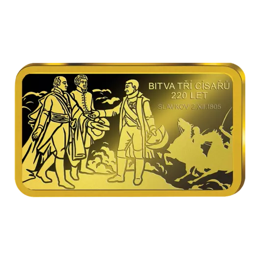 Bitva tří císařů – 220 let, pamětní mince v podobě cihličky z ryzího zlata