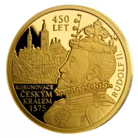 Rudolf II. - korunovace českým králem - pamětní mince z 1,2 g ryzího zlata, Proof-like