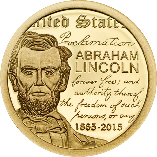 Abraham Lincoln - mince z ryzího zlata, Proof
