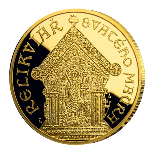 Relikviář svatého Maura - pamětní mince z 1/4 oz ryzího zlata