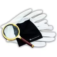 Numismatická sada - lupa, rukavice, utěrka