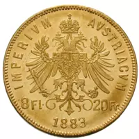 František Josef I. - Originálních zlatých 8 guldenů / 20 franků